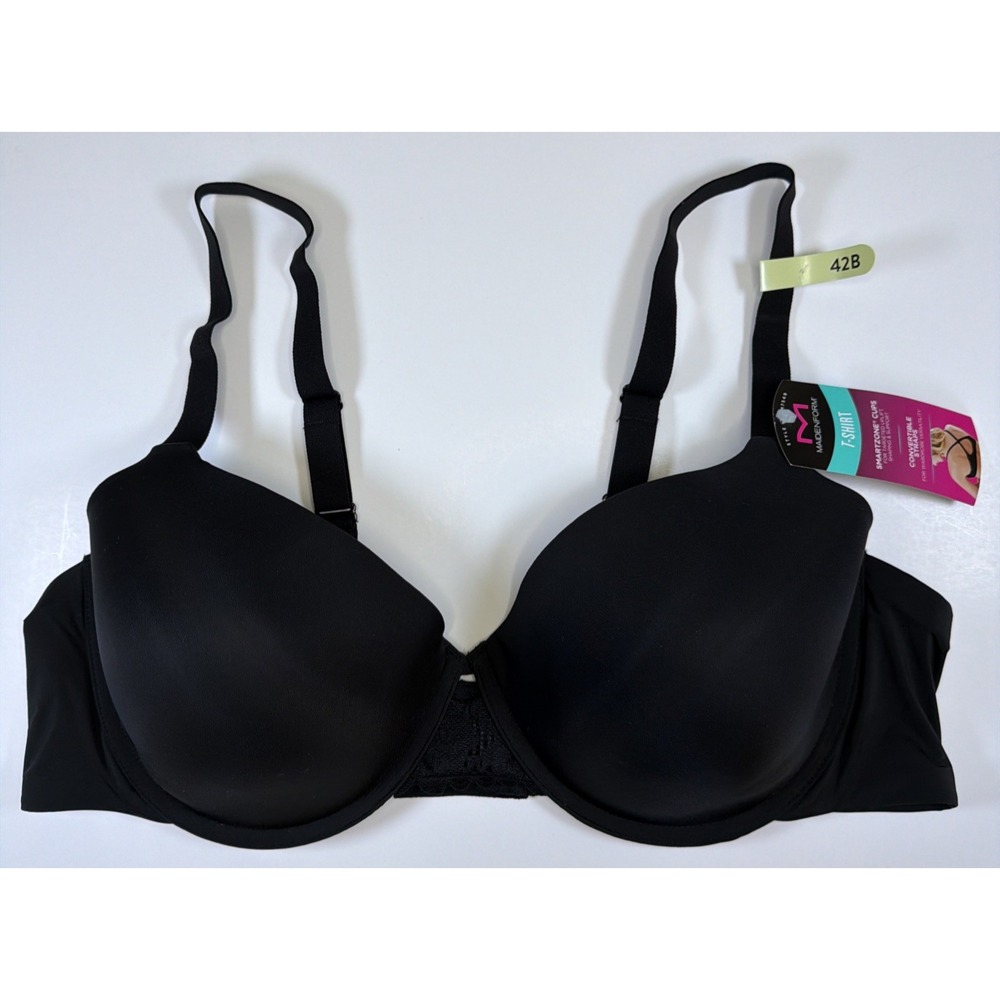 Maidenform T-Shirt Bra 42B Underwire Convertible One Fab Fit Black DM7549 NWT